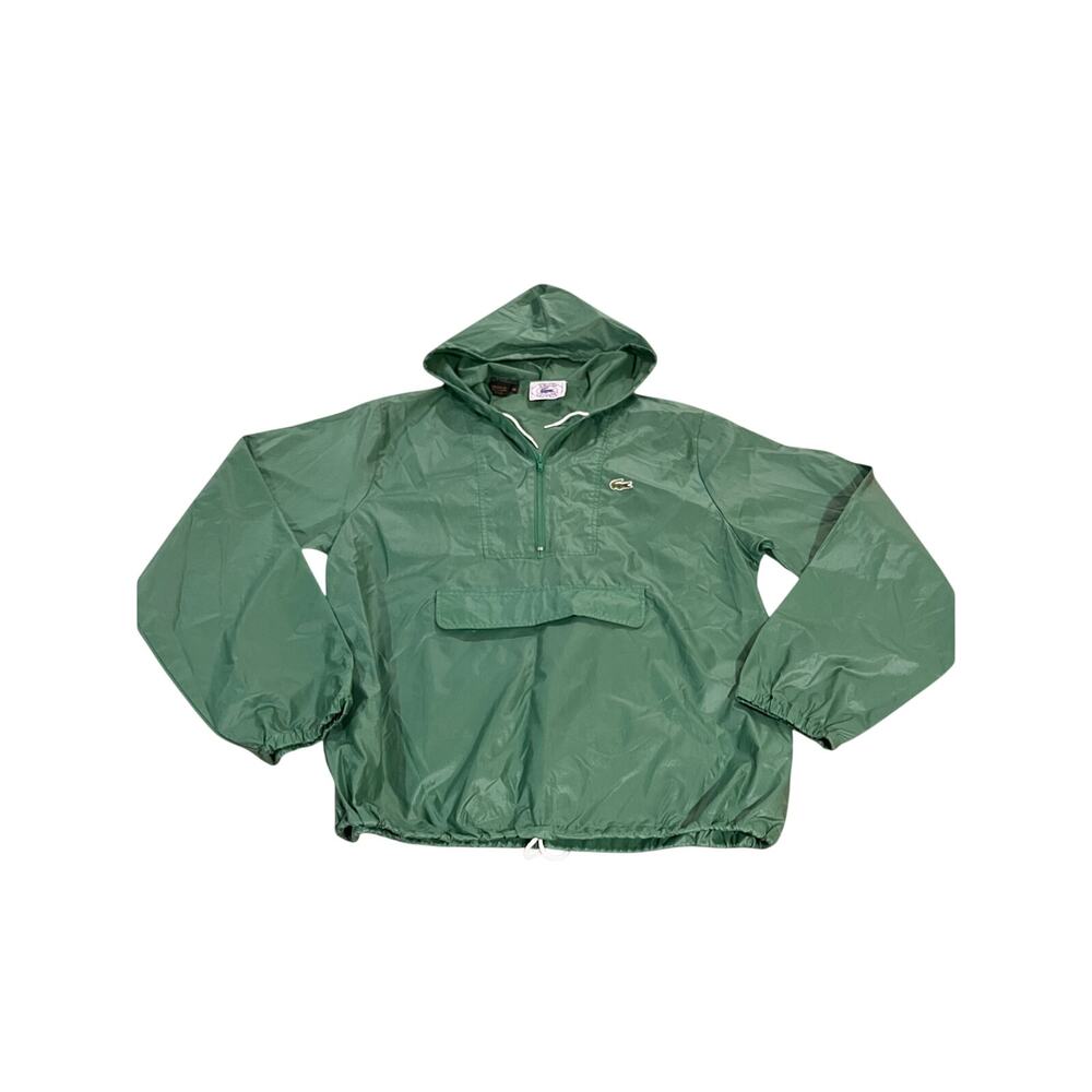 Lacoste Izod Vintage Green Nylon Hooded Anorak Windbreaker Jacket Size M